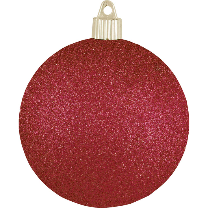 Christmas By Krebs 4" (100mm) Red Glitter [4 Pieces] Solid Commercial Grade Indoor and Outdoor Shatterproof Plastic, Water Resistant Ball Ornament Decorations