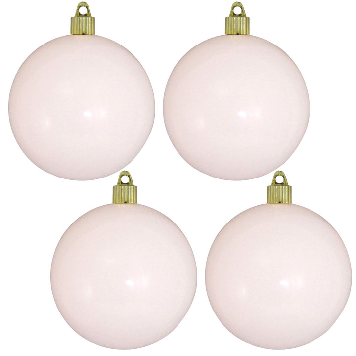 Christmas By Krebs 4" (100mm) Shiny Pure White [4 Pieces] Solid Commercial Grade Indoor and Outdoor Shatterproof Plastic, UV and Water Resistant Ball Ornament Decorations