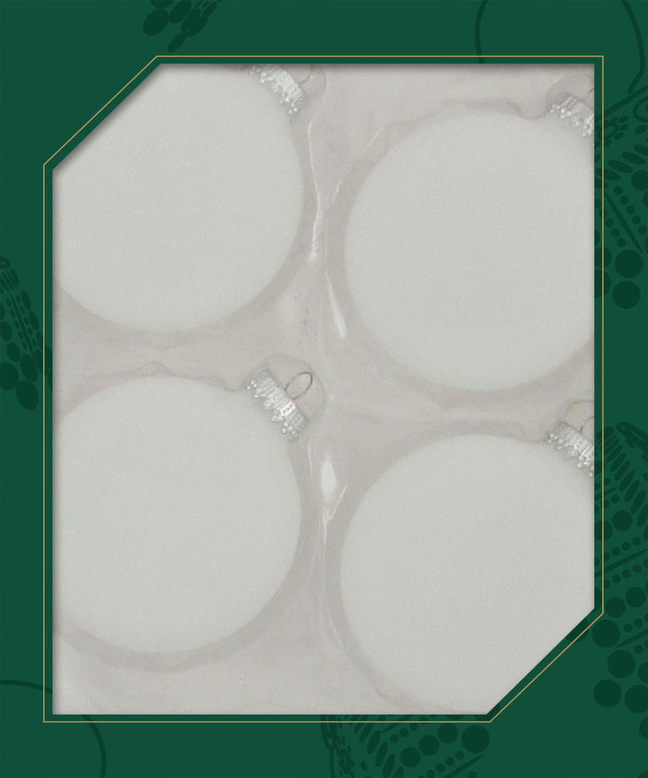 Glass Christmas Tree Ornaments - 80mm / 3.25" [4 Pieces] Designer Balls from Christmas By Krebs Seamless Hanging Holiday Decor (Frost Silver Cap)