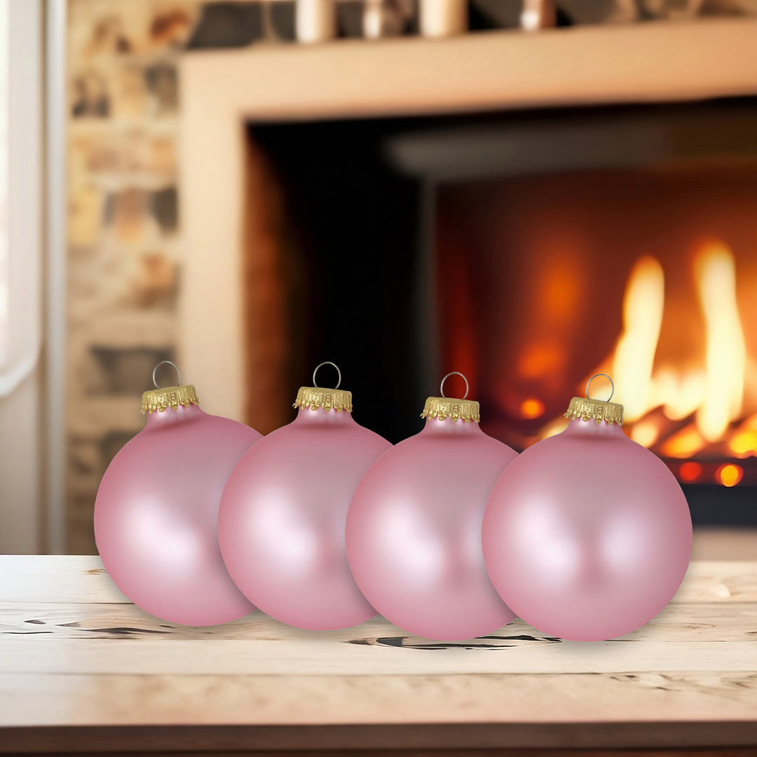 Glass Christmas Tree Ornaments - 67mm / 2.63" [8 Pieces] Designer Balls from Christmas By Krebs Seamless Hanging Holiday Decor (Velvet Tickled Pink)