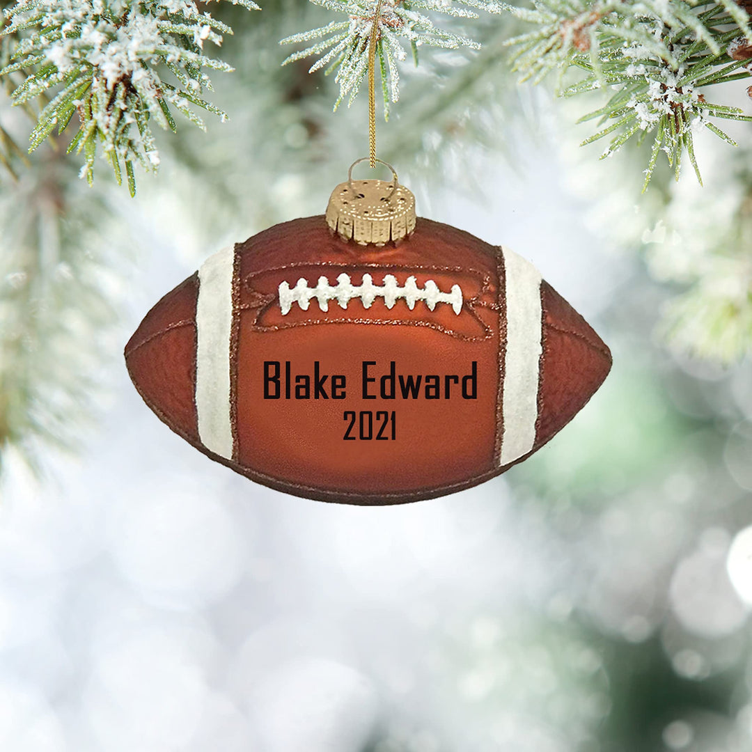 Personalized Football Glass Ornament Gift, Customize with Your Personal Message