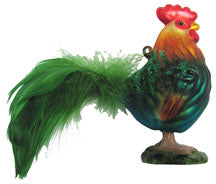 Christmas By Krebs Blown Glass  Collectible Tree Ornaments  (3.5" Rooster)
