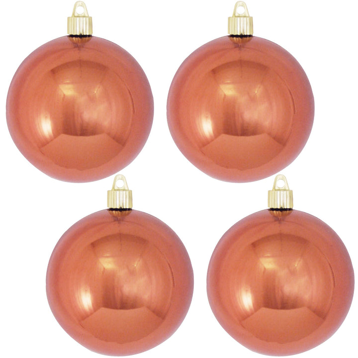 Christmas By Krebs 4" (100mm) Shiny Two Cents Copper [4 Pieces] Solid Commercial Grade Indoor and Outdoor Shatterproof Plastic, UV and Water Resistant Ball Ornament Decorations