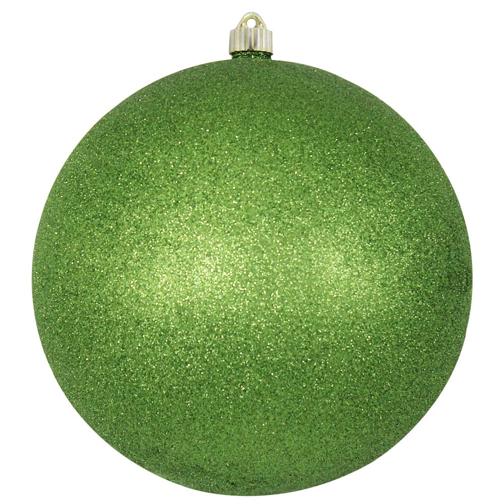 Christmas By Krebs 10" (250mm) Lime Green Glitter [1 Piece] Solid Commercial Grade Indoor and Outdoor Shatterproof Plastic, Water Resistant Ball Ornament Decorations