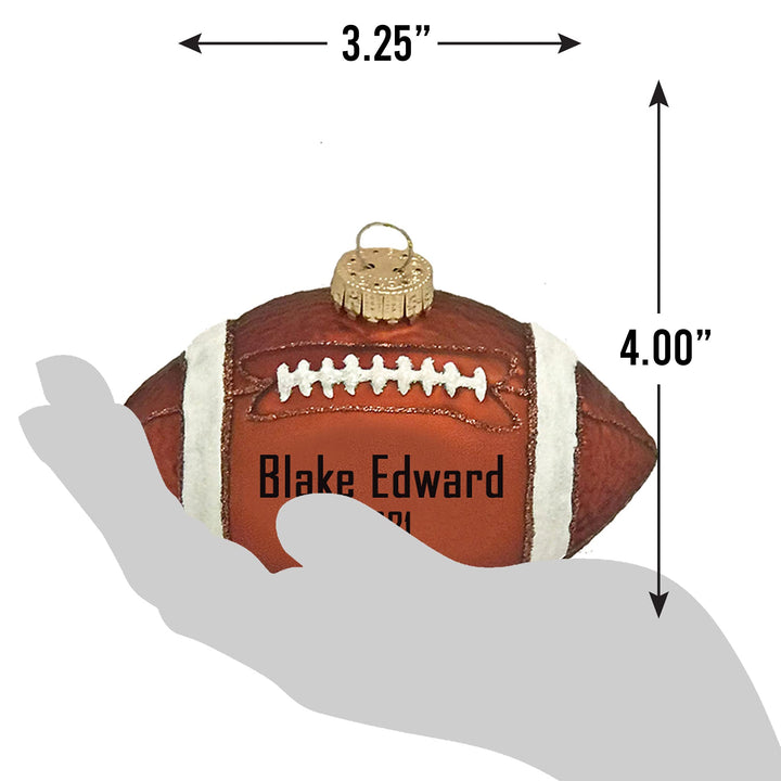 Personalized Football Glass Ornament Gift, Customize with Your Personal Message