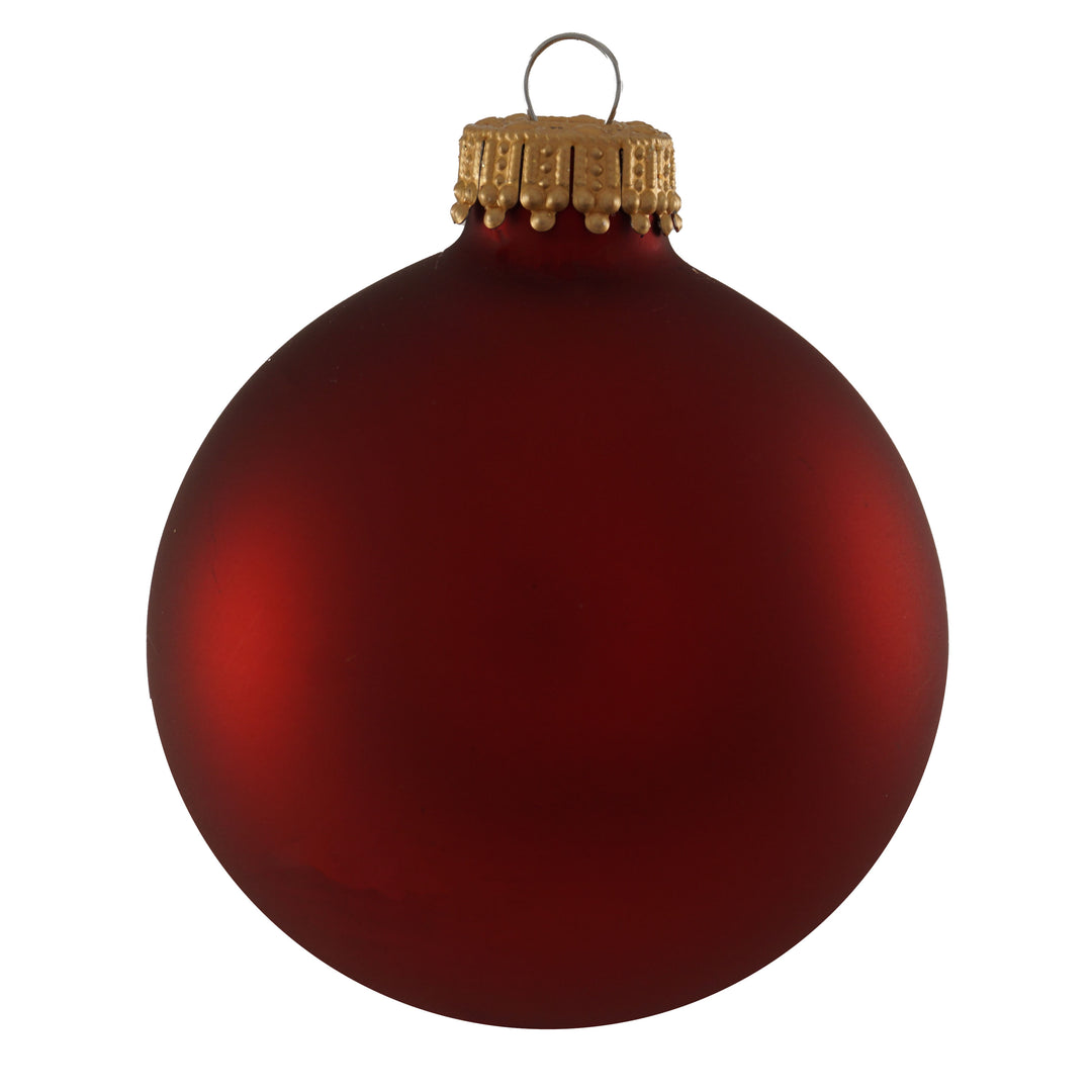 Glass Christmas Tree Ornaments - 67mm/2.63" Designer Balls from Christmas by Krebs - Seamless Hanging Holiday Decorations for Trees - Set of 12 Ornaments (Red and White with Basic Flakes)