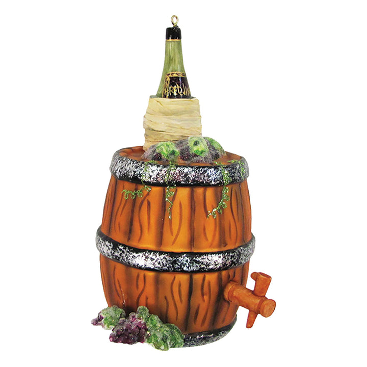 Christmas By Krebs Blown Glass  Collectible Tree Ornaments (6" Wine Barrel)