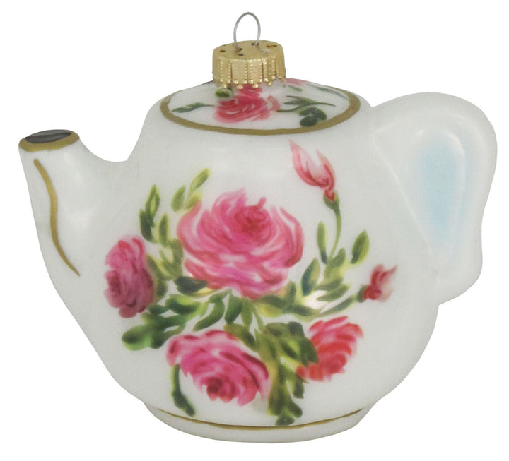 Christmas Tree Ornaments - Figurine Glass from Christmas By Krebs - Handcrafted Hanging Holiday Decor for Trees (Classic Teapot)
