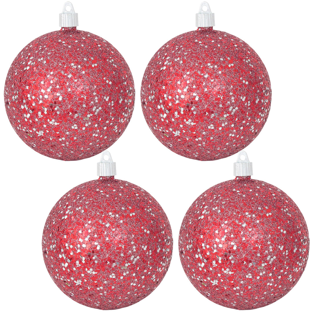 [4 Pack] 4 3/4" (120mm) Glitter/Glitz Finish Commercial Grade Shatterproof Ball Ornaments