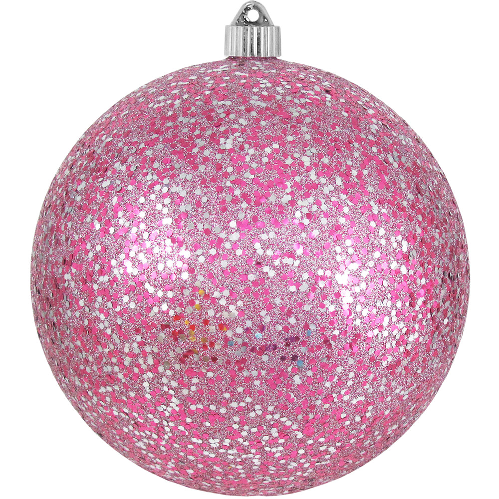 Christmas By Krebs 8" (200mm) Cabernet Pink & Silver Multicolor Glitz [1 Piece] Solid Commercial Grade Indoor and Outdoor Shatterproof Plastic, Water Resistant Ball Ornament Decorations