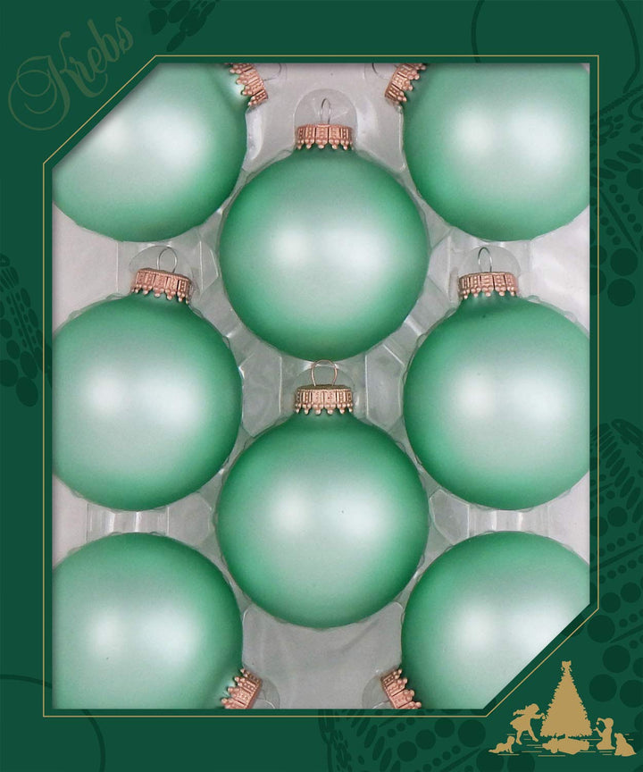 Christmas By Krebs 2 5/8" (67mm) Seamless Glass Ornament [8 Pieces], Decorated Designer Heirloom (Velvet Mermaid Blue)