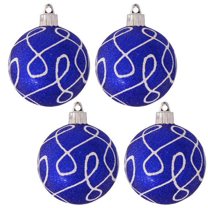 Christmas By Krebs 3 1/4" (80mm) Ornament [4 Pieces] Commercial Grade Indoor and Outdoor Shatterproof Plastic, Water Resistant Ball Shape Ornament Decorations (Blue with Loops)