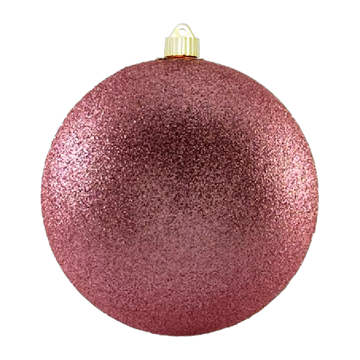 Christmas By Krebs 8" (200mm) Perfect Pink Glitter [1 Piece] Solid Commercial Grade Indoor and Outdoor Shatterproof Plastic, Water Resistant Ball Ornament Decorations
