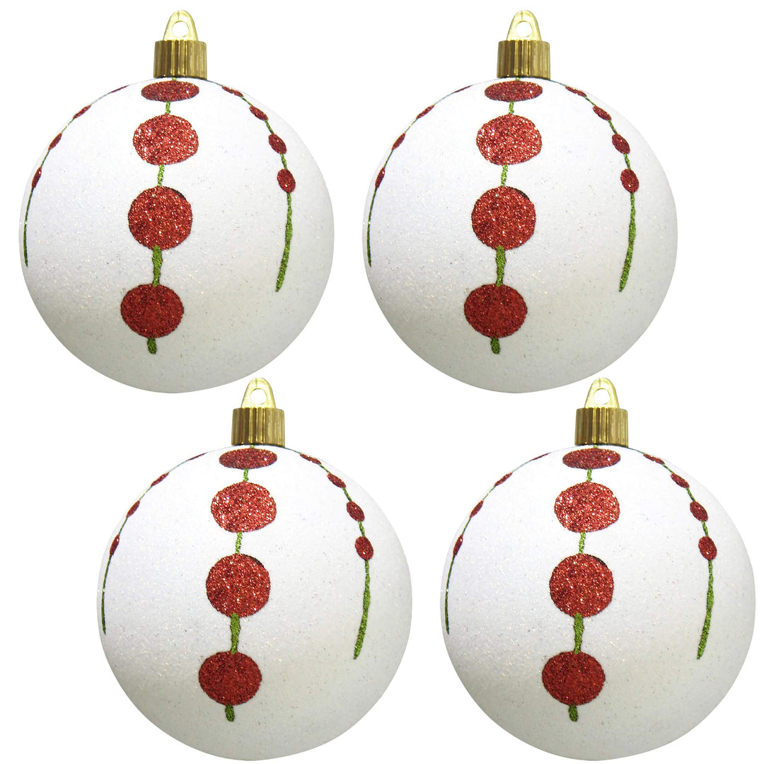 Christmas By Krebs 4 (100mm) Ornament [4 Pieces] Commercial Grade Indoor  and Outdoor Shatterproof Plastic, Water Resistant Ball Decorated Ornaments