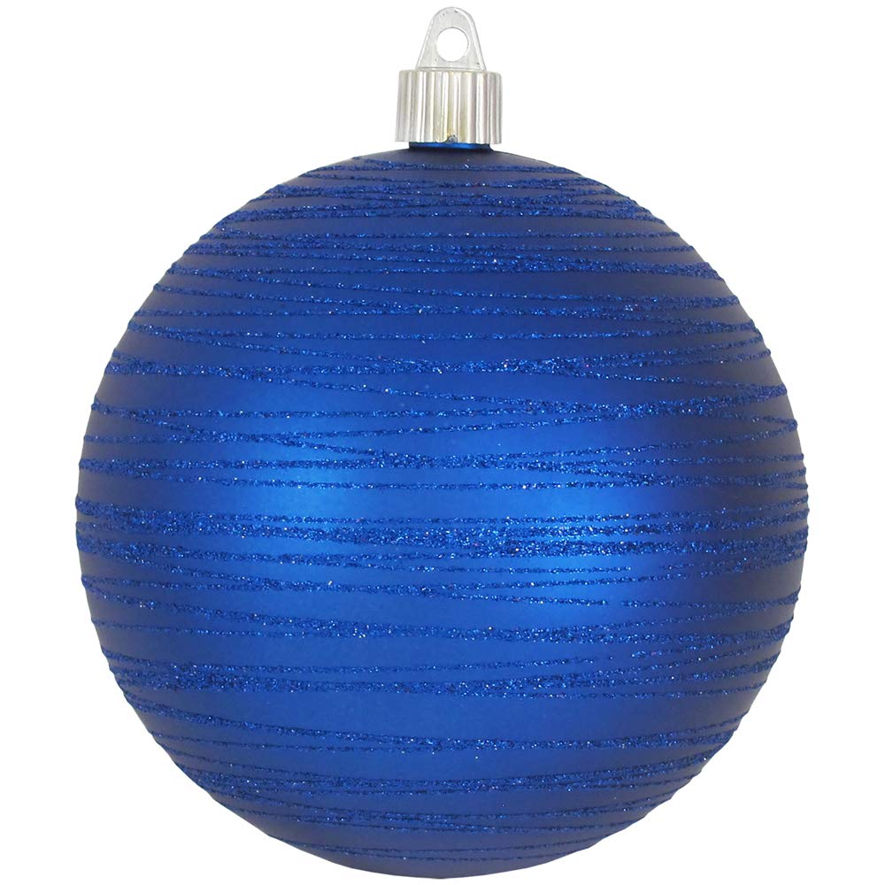 Christmas By Krebs 4 3/4" (120mm) Ornament [4 Pieces] Commercial Grade Indoor & Outdoor Shatterproof Plastic, Water Resistant Ball Shape Ornament Decorations (Regal Blue with Dark Blue Tangles)