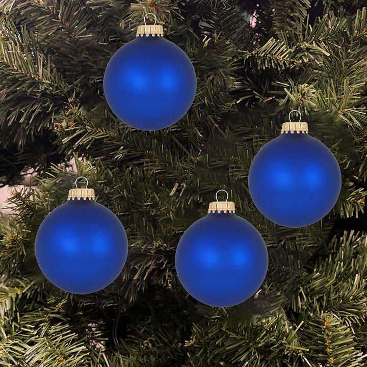 Glass Christmas Tree Ornaments - 67mm / 2.63" [8 Pieces] Designer Balls from Christmas By Krebs Seamless Hanging Holiday Decor (Velvet Royal Blue)