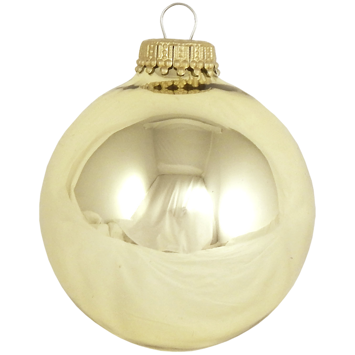 Glass Christmas Tree Ornaments - 67mm/2.63" Designer Balls from Christmas by Krebs - Seamless Hanging Holiday Decorations for Trees - Set of 12 Ornaments (Gold and Frost with Bethlehem Scene)