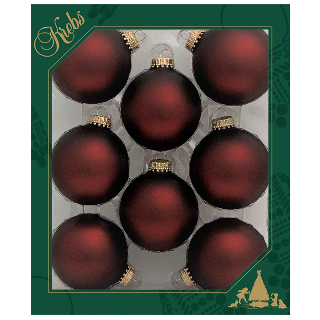 Glass Christmas Tree Ornaments - 67mm / 2.63" [8 Pieces] Designer Balls from Christmas By Krebs Seamless Hanging Holiday Decor (Velvet Swiss Chocolate Brown)