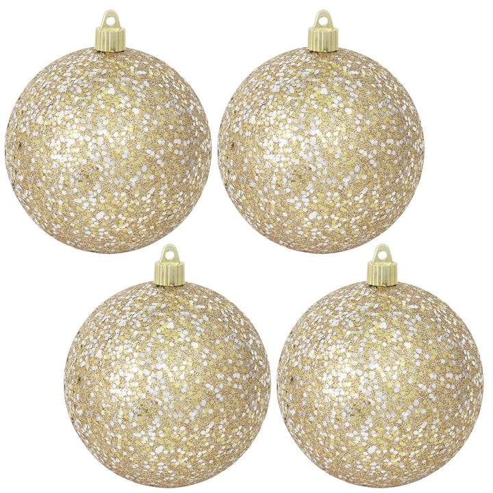 Christmas By Krebs 4 3/4" (120mm) Gold & Silver Multicolor Glitz [4 Pieces] Solid Commercial Grade Indoor and Outdoor Shatterproof Plastic, Water Resistant Ball Ornament Decorations