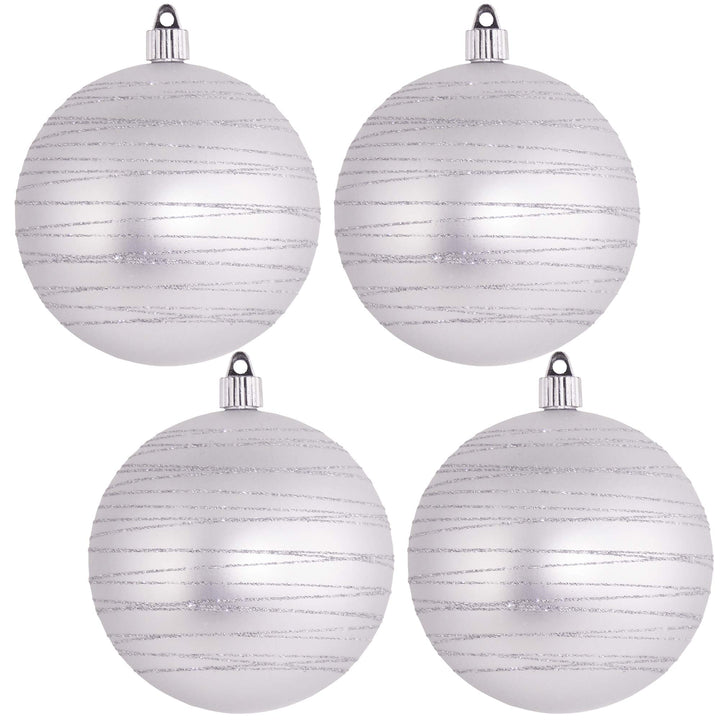 Christmas By Krebs 4 3/4" (120mm) Ornament [4 Pieces] Commercial Grade Indoor & Outdoor Shatterproof Plastic, Water Resistant Ball Shape Ornament Decorations (Dove Gray)