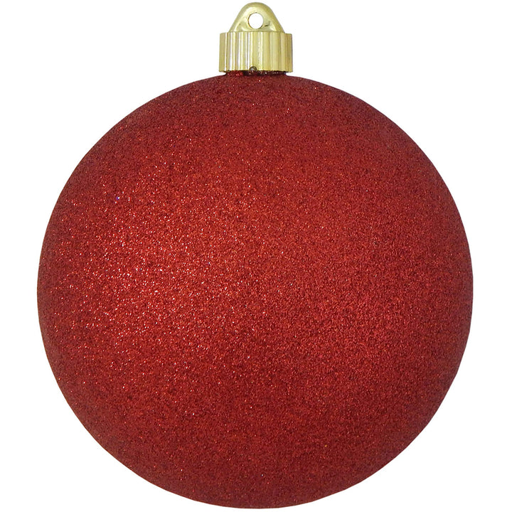 Christmas By Krebs 6" (150mm) Red Glitter [2 Pieces] Solid Commercial Grade Indoor and Outdoor Shatterproof Plastic, Water Resistant Ball Ornament Decorations