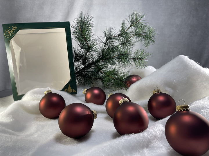 Glass Christmas Tree Ornaments - 67mm / 2.63" [8 Pieces] Designer Balls from Christmas By Krebs Seamless Hanging Holiday Decor (Velvet Swiss Chocolate Brown)