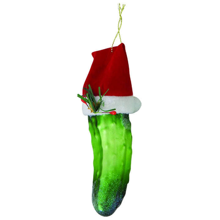 Christmas By Krebs Blown Glass  Collectible Tree Ornaments (5.5" Christmas Pickle with Santa Hat)