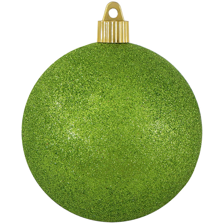 Christmas By Krebs 4" (100mm) Lime Green Glitter [4 Pieces] Solid Commercial Grade Indoor and Outdoor Shatterproof Plastic, Water Resistant Ball Ornament Decorations