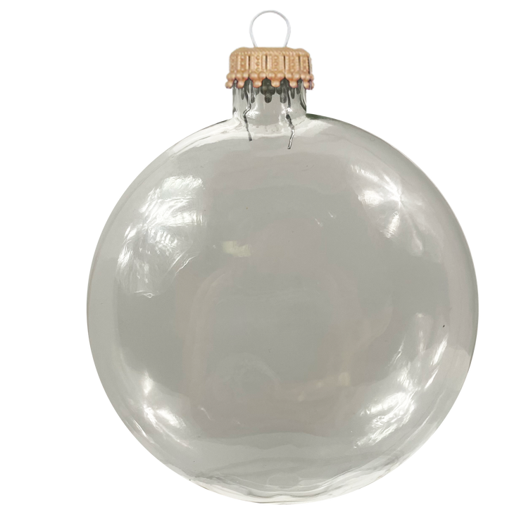 Christmas By Krebs 3" (76mm) Craft Glass Ornament [6 Pieces], Designer Heirloom  (Clear Craft Disc Gold Crown Caps)