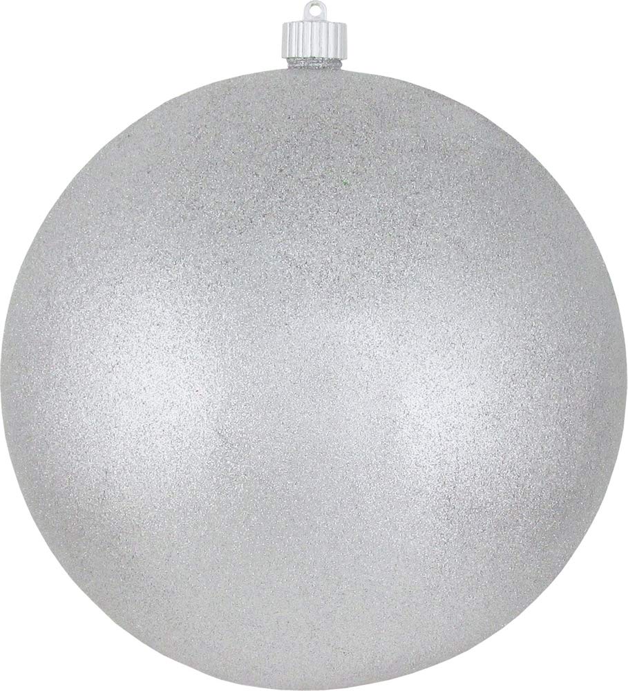Christmas By Krebs 10" (250mm) Silver Glitter [1 Piece] Solid Commercial Grade Indoor and Outdoor Shatterproof Plastic, Water Resistant Ball Ornament Decorations