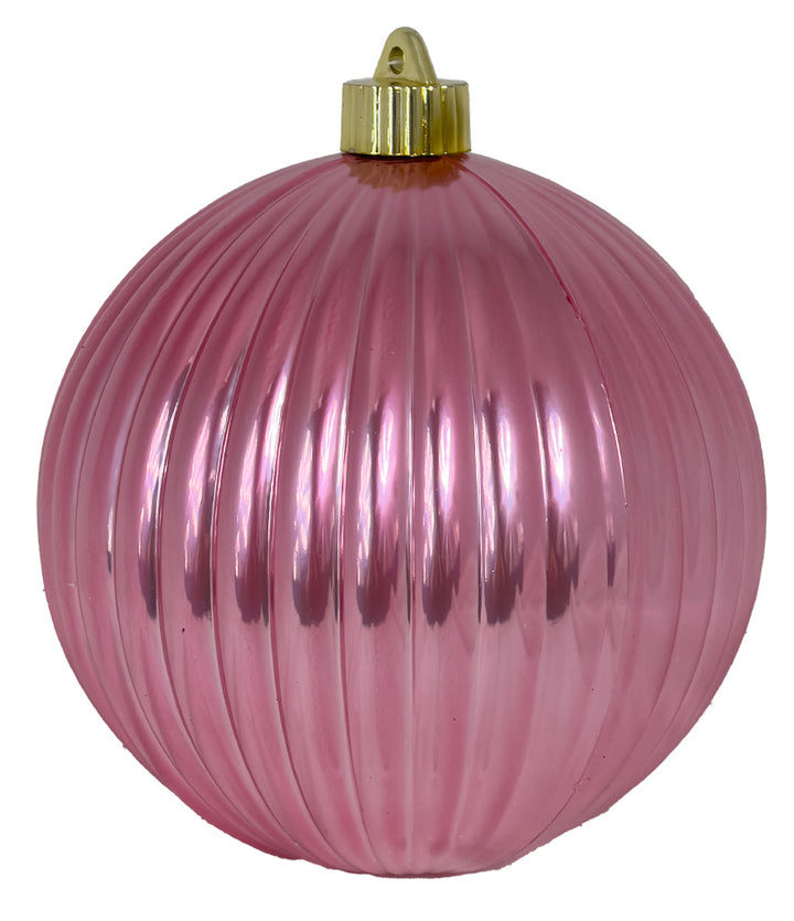Christmas By Krebs 6" (150mm) Ribbed Shiny Perfect Pink Blush [2 Pieces] Solid Commercial Grade Indoor and Outdoor Shatterproof Plastic, UV and Water Resistant Ball Ornament Decorations