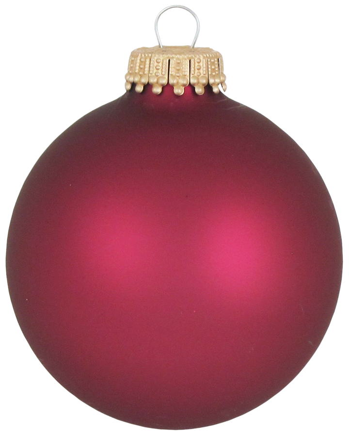 Glass Christmas Tree Ornaments - 67mm / 2.63" [8 Pieces] Designer Balls from Christmas By Krebs Seamless Hanging Holiday Decor (Cranberry Red Velvet)