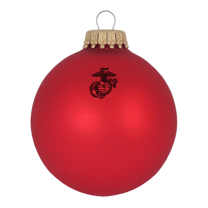 3 1/4" Personalized Red Glass Ornaments with U.S. Marines Seal