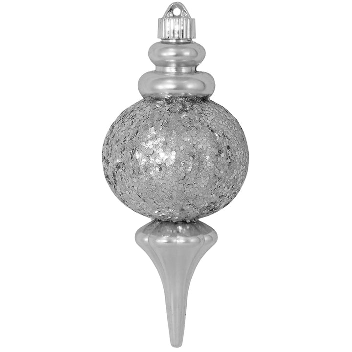 Christmas By Krebs 8 2/3" (220mm) Ornament, Commercial Grade Indoor Outdoor Moisture Resistant Shatterproof Plastic Finial Ornament (Looking Glass Silver)