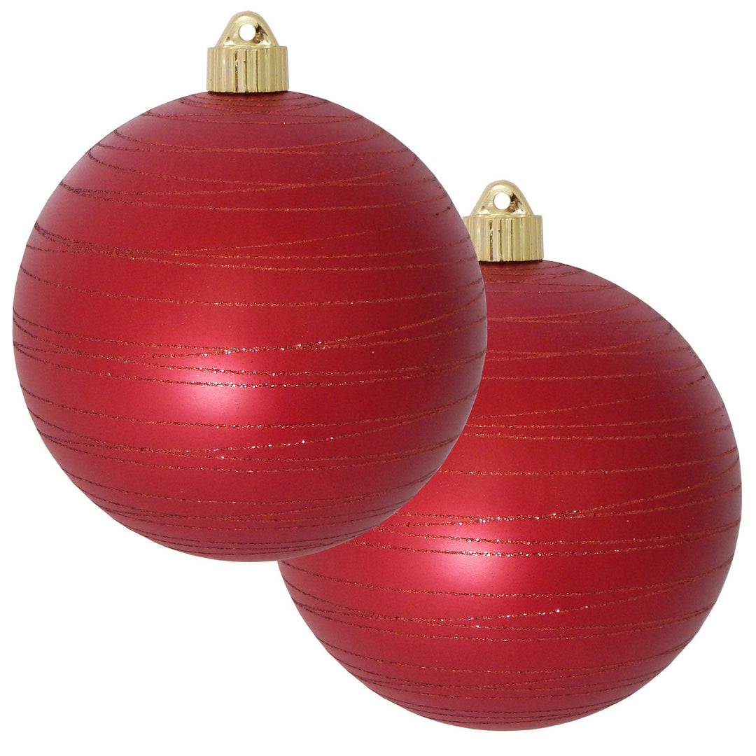 Christmas By Krebs 6" (150mm) Ornament, [2 Pieces], Commercial Grade Indoor and Outdoor Shatterproof Plastic, Water Resistant Decorated Ball Shape Ornament Decorations (Red Alert with Tangles)