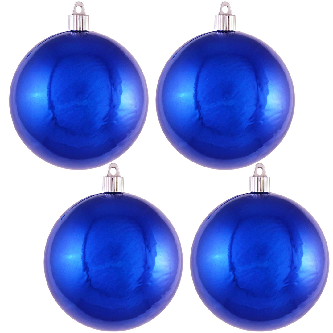 Christmas By Krebs 4 3/4" (120mm) Shiny Azure Blue [4 Pieces] Solid Commercial Grade Indoor and Outdoor Shatterproof Plastic, UV and Water Resistant Ball Ornament Decorations