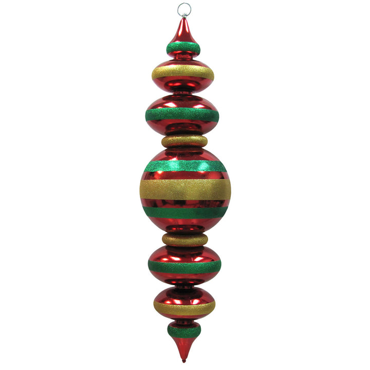 Christmas By Krebs Giant Finial, Commercial Grade Indoor and Outdoor Shatterproof Plastic, Water Resistant Multipiece Finial Decoration (Sonic Red with Gold & Green Stripes, 40 inch Jumbo Finial)