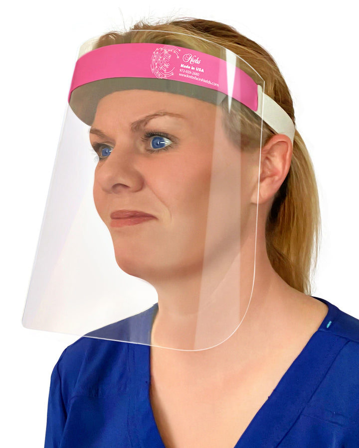 2-Pack Lightweight Safety Medical Face Shields - Anti-Fog, Anti-Static, Hypoallergenic (Hot Pink)