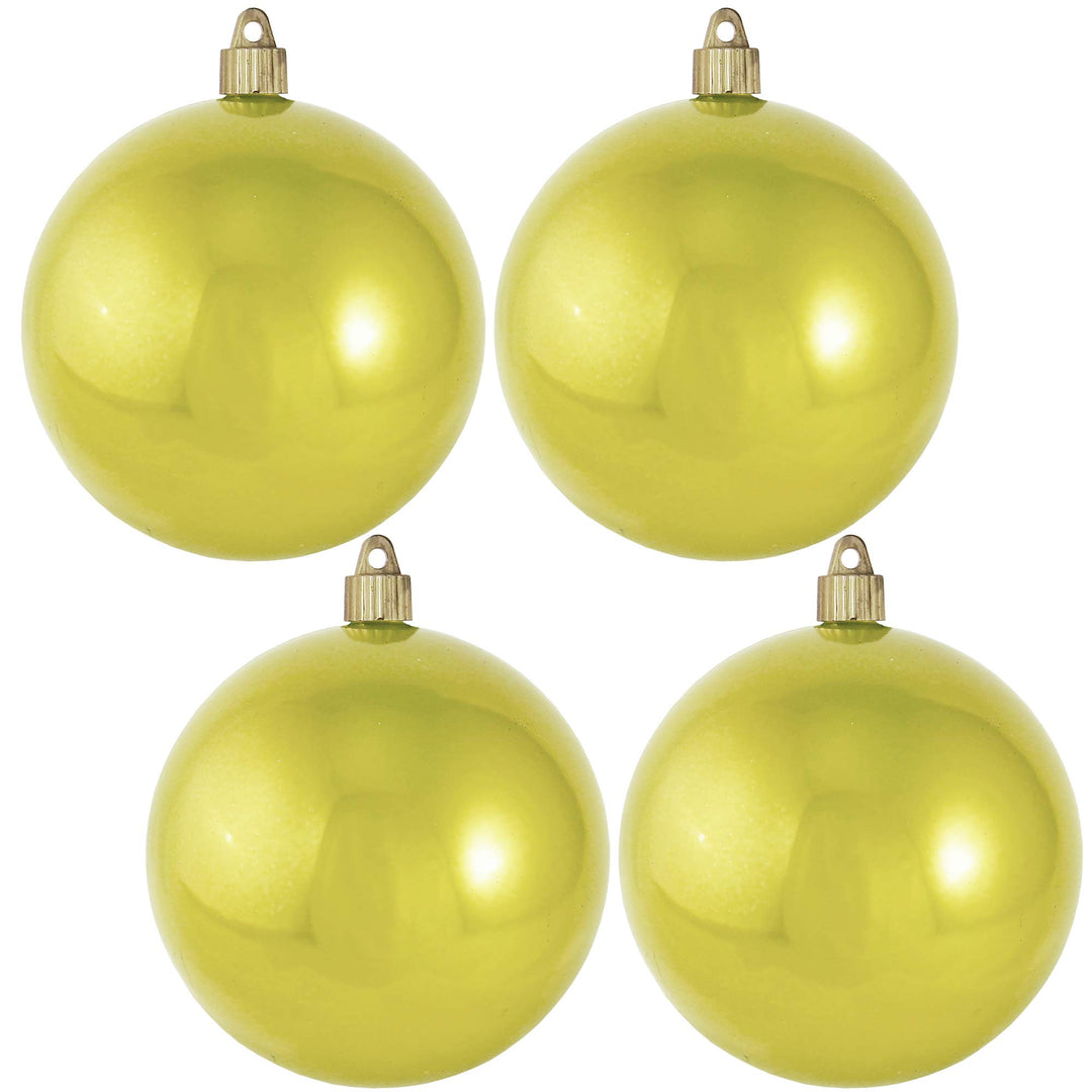 Christmas By Krebs 4 3/4" (120mm) Shiny Sunshine Yellow [4 Pieces] Solid Commercial Grade Indoor and Outdoor Shatterproof Plastic, UV and Water Resistant Ball Ornament Decorations