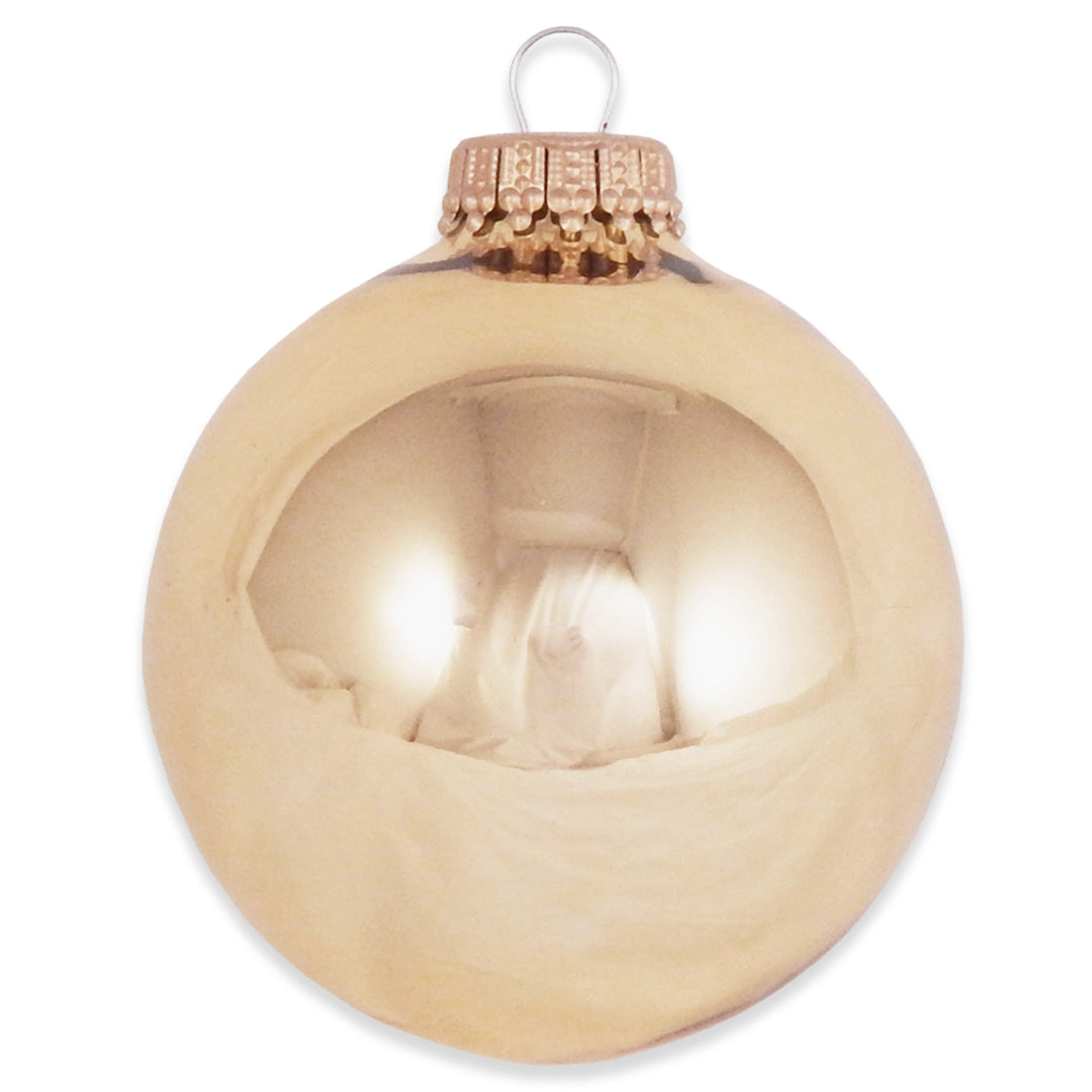 Glass Christmas Tree Ornaments - 67mm/2.63" Designer Balls from Christmas by Krebs - Seamless Hanging Holiday Decorations for Trees - Set of 12 Ornaments (Shiny, Velvet and Glitter Gold)
