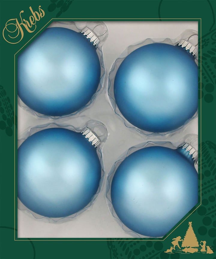 Glass Christmas Tree Ornaments - 80mm / 3.25" [4 Pieces] Designer Balls from Christmas By Krebs Seamless Hanging Holiday Decor (Alpine Velvet)
