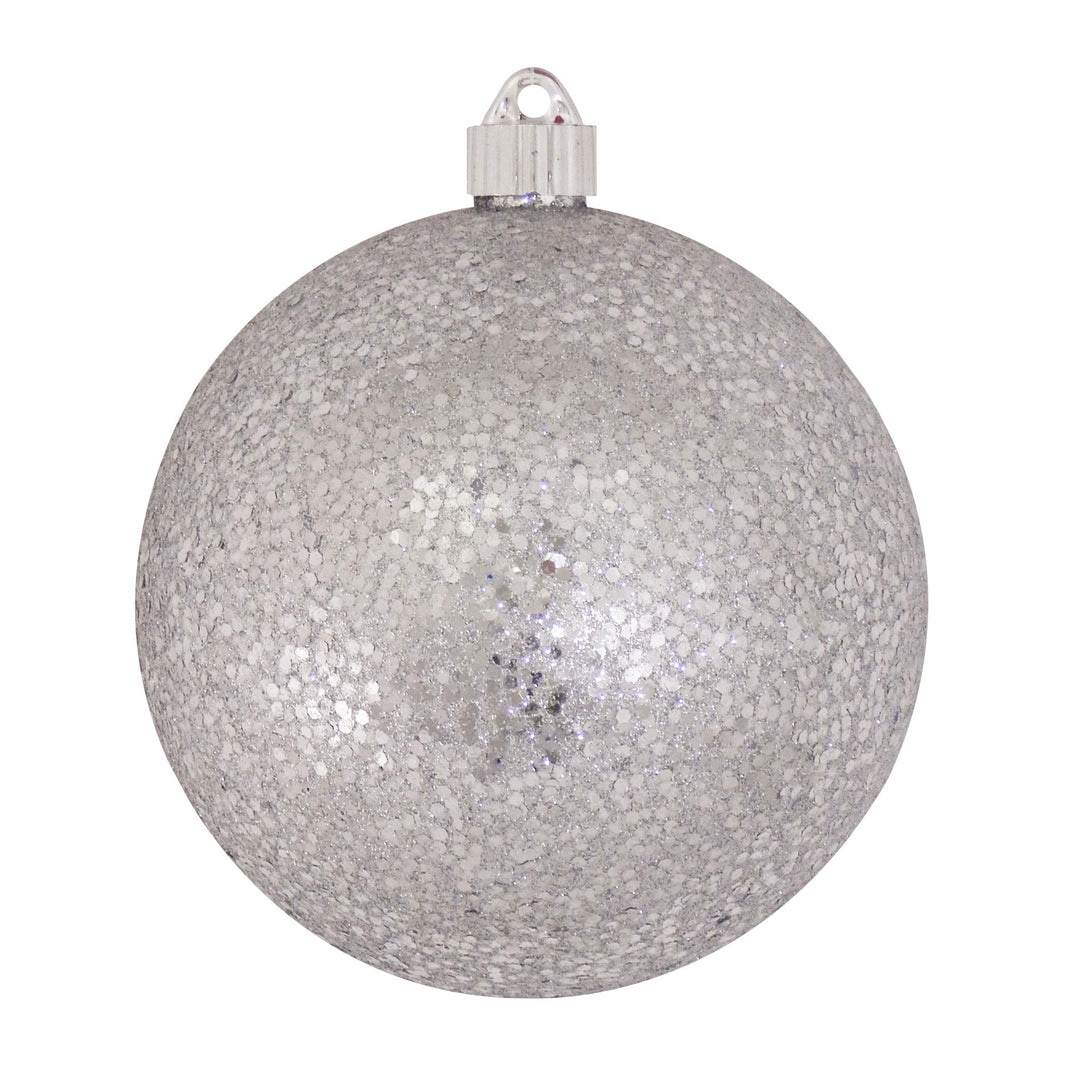 Christmas By Krebs 6" (150mm) Silver Glitz [2 Pieces] Solid Commercial Grade Indoor and Outdoor Shatterproof Plastic, Water Resistant Ball Ornament Decorations