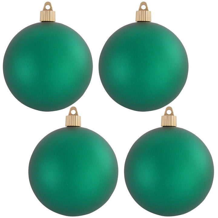 Christmas By Krebs 4" (100mm) Velvet Shamrock Green [4 Pieces] Solid Commercial Grade Indoor and Outdoor Shatterproof Plastic, UV and Water Resistant Ball Ornament Decorations