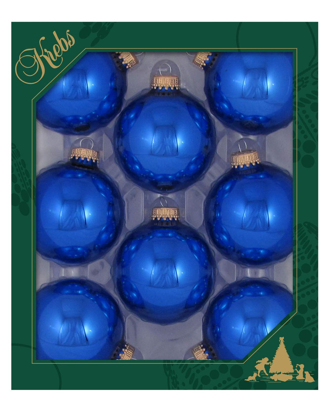 Glass Christmas Tree Ornaments - 67mm / 2.63" [8 Pieces] Designer Balls from Christmas By Krebs Seamless Hanging Holiday Decor (Shiny Victoria Blue)