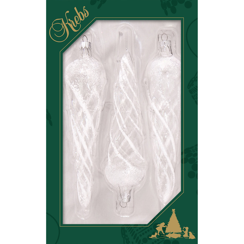 Clear Twisted Icicles with White Glitter (3)