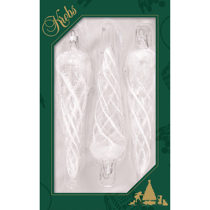 Clear Twisted Icicles with White Glitter (3)