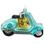 Christmas By Krebs Blown Glass  Collectible Tree Ornaments  (Blue Motor Scooter)