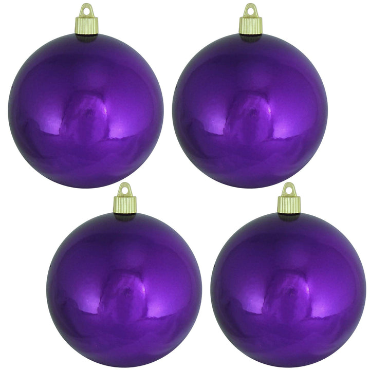 Christmas By Krebs 4 3/4" (120mm) Shiny Vivacious Purple [4 Pieces] Solid Commercial Grade Indoor and Outdoor Shatterproof Plastic, UV and Water Resistant Ball Ornament Decorations