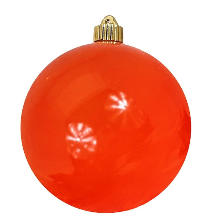 Christmas By Krebs Ornament, Commercial Shatterproof UV Resistant Plastic Christmas Ball Decoration (Sunset Orange, 6 inch (150mm))