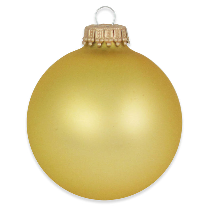 Glass Christmas Tree Ornaments - 67mm/2.63" Designer Balls from Christmas by Krebs - Seamless Hanging Holiday Decorations for Trees - Set of 12 Ornaments (Shiny, Velvet and Glitter Gold)